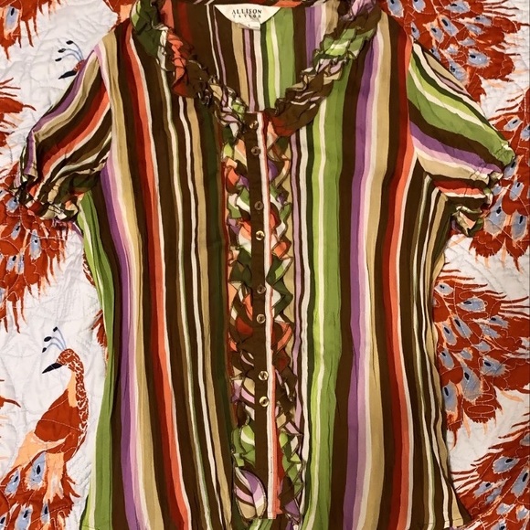 90s rouged multicolored blouse - Picture 1 of 1